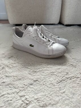 Lacoste White Leather Low-Top Sneakers with Green Croc